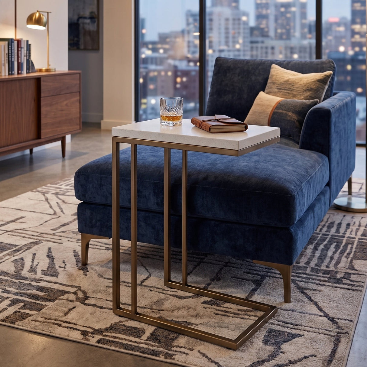 Minimalist Round Concrete Indoor/Outdoor End Table by Splendido Sawyer Side Table, alternate view 2