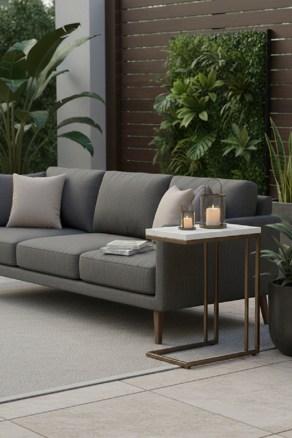Minimalist Round Concrete Indoor/Outdoor End Table by Splendido Sawyer Side Table, alternate view 8