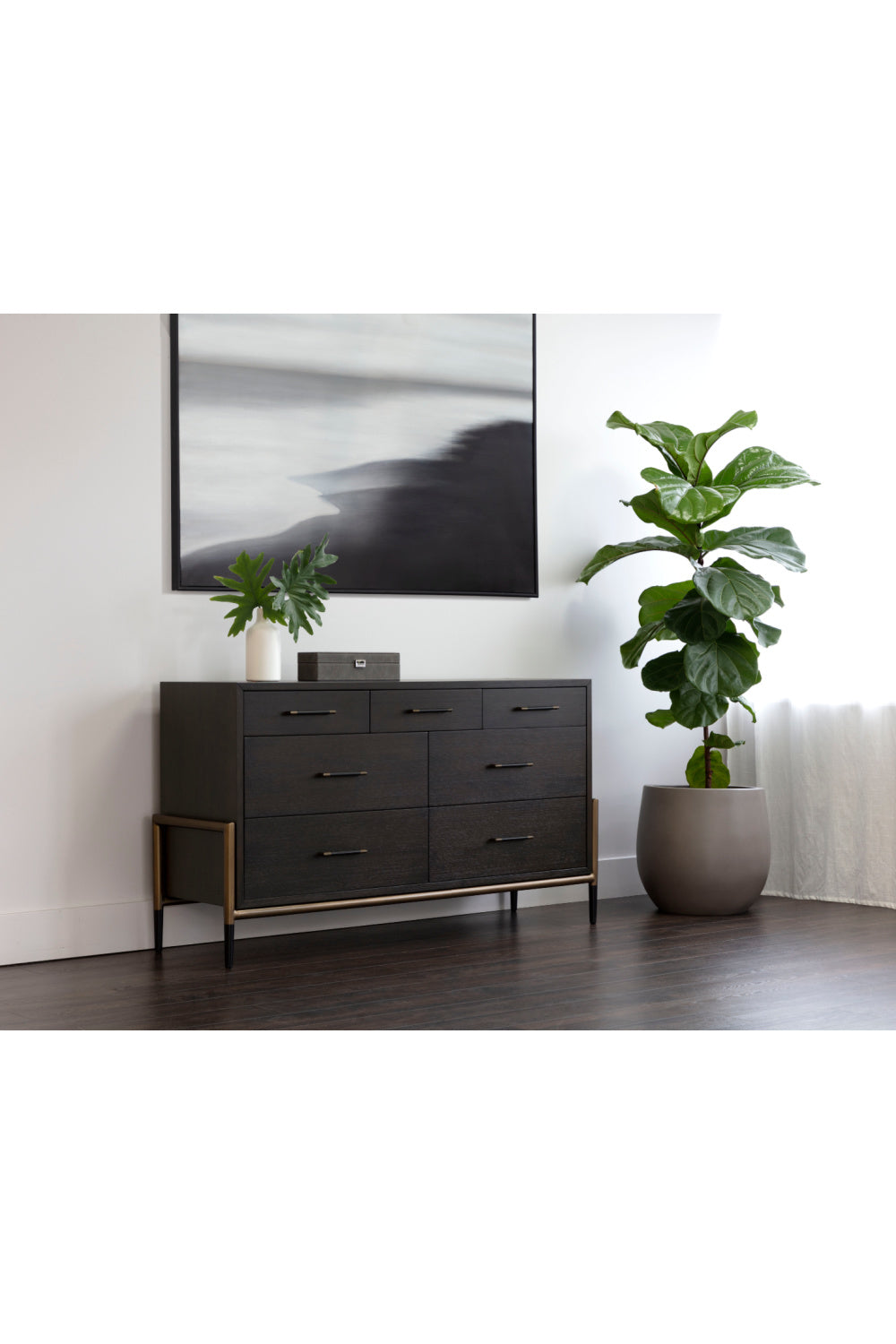 Modern European furniture - Brown Acacia 7-Drawer Dresser - www.oroa.com