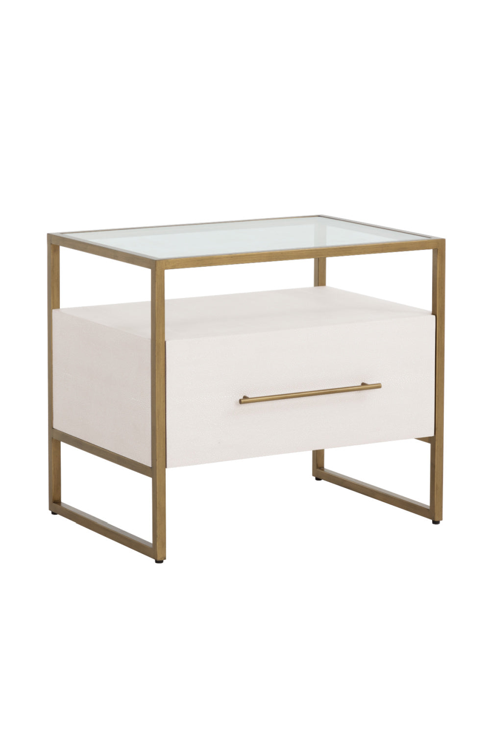 Cream Shagreen 1-Drawer Nightstand by Splendido Venice