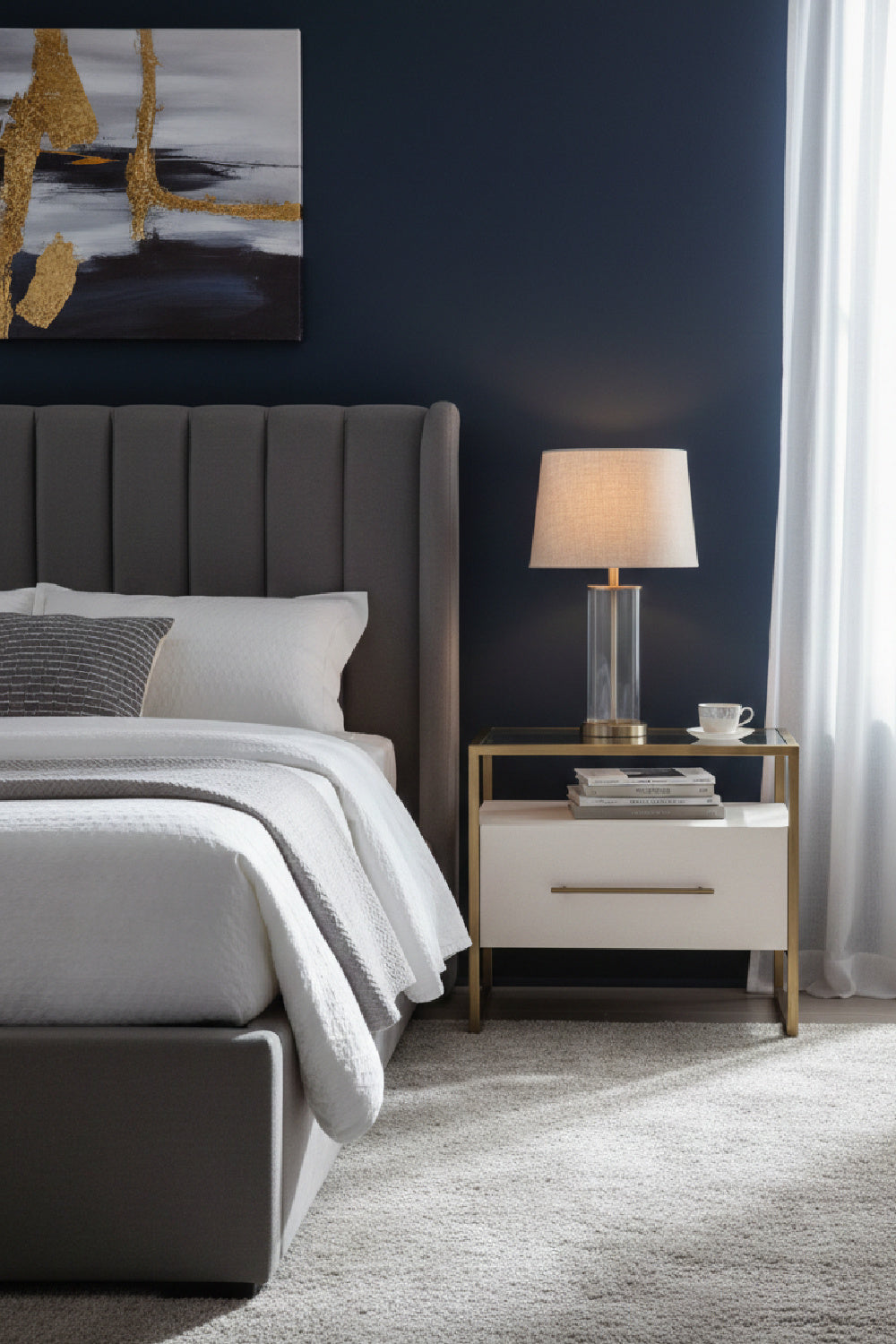 Cream Shagreen 1-Drawer Nightstand by Splendido Venice, alternate view 2