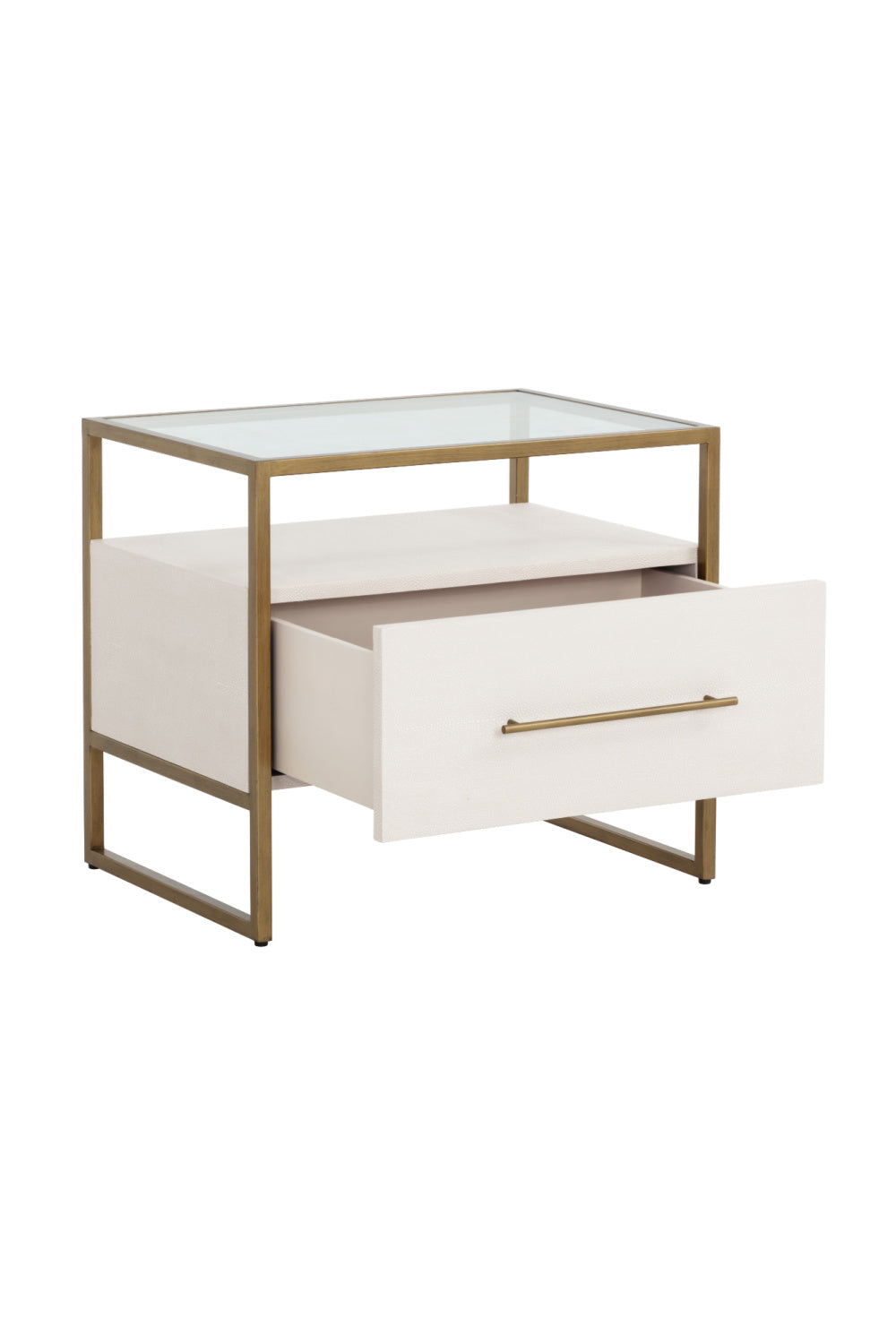 Cream Shagreen 1-Drawer Nightstand by Splendido Venice, alternate view 3