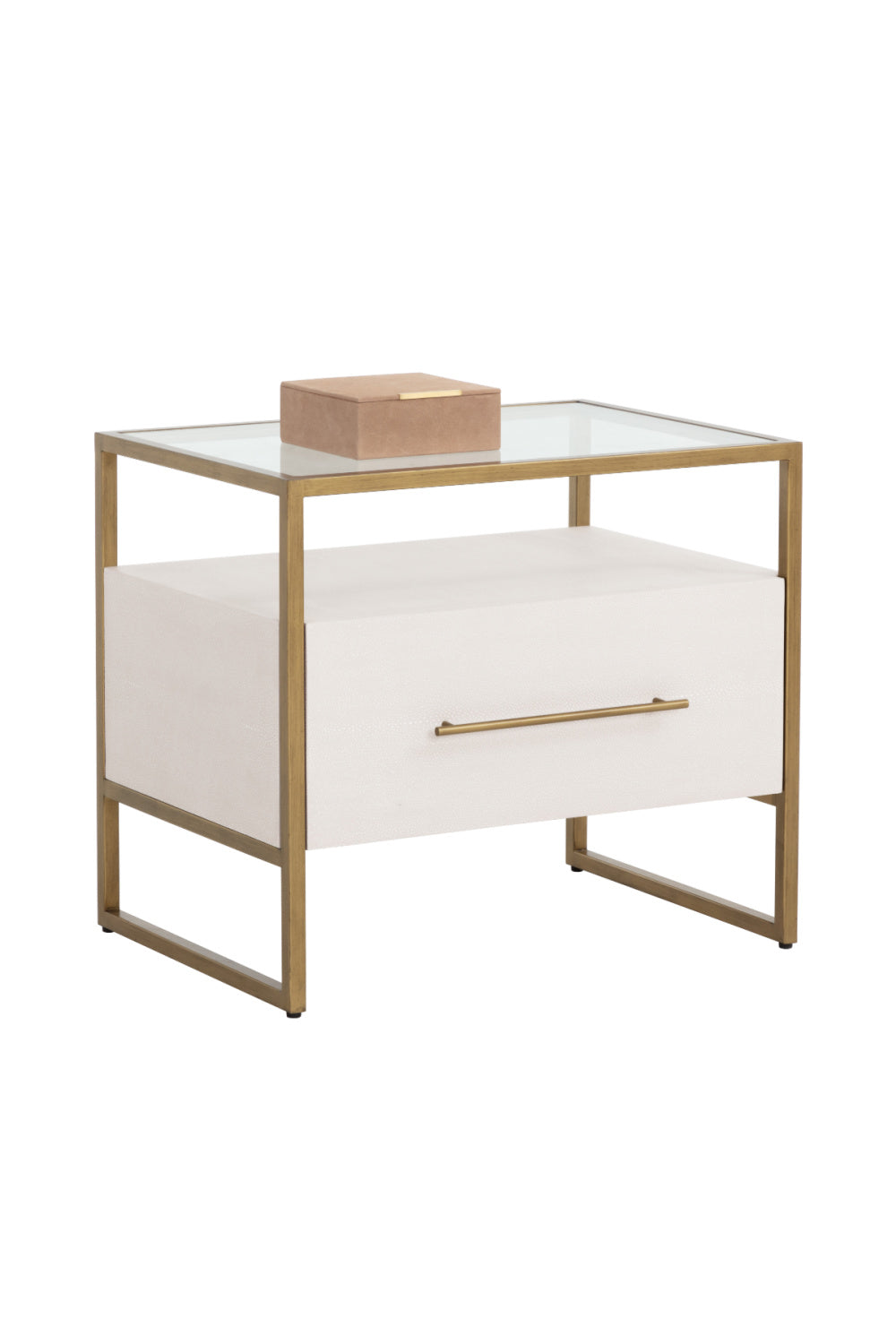 Cream Shagreen 1-Drawer Nightstand by Splendido Venice, alternate view 4