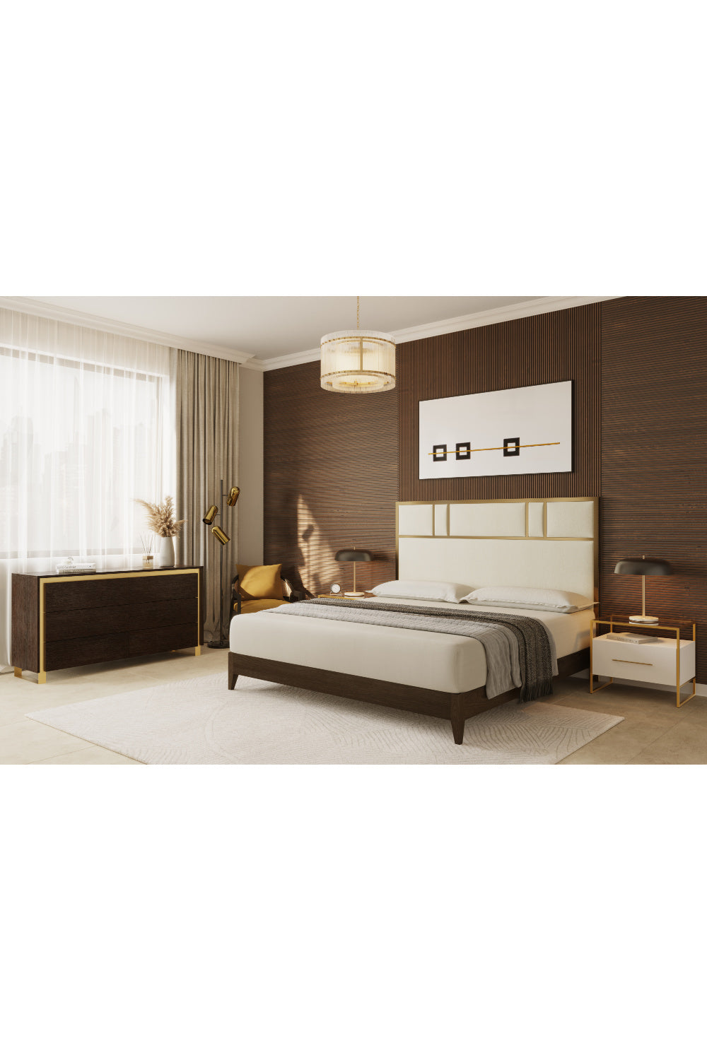 Cream Shagreen 1-Drawer Nightstand | Splendido Venice | Oroa.com