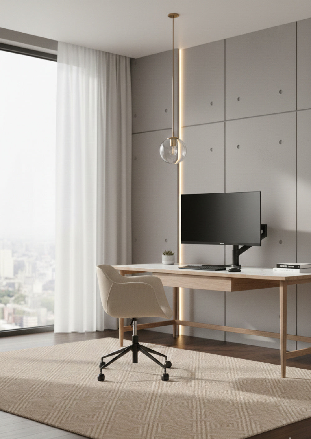 Beige Linen Office Chair by Splendido Franklin, alternate view 2
