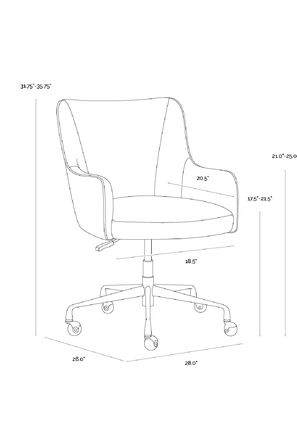 Beige Linen Office Chair by Splendido Franklin, alternate view 8