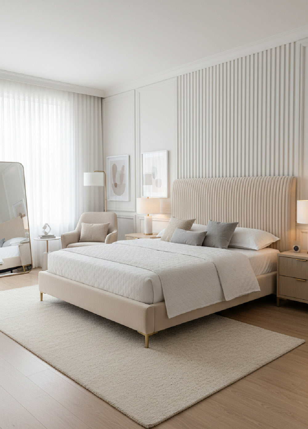 Cream Tufted King Bed by Splendido Harris, alternate view 2