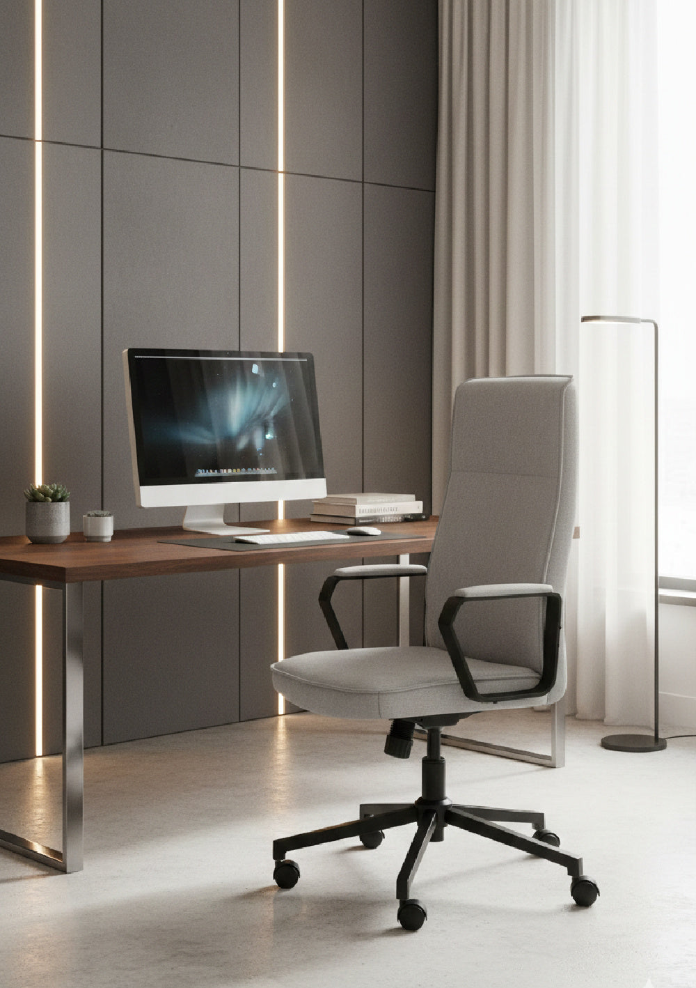 Gray High-Back Office Chair by Splendido Swanson, alternate view 2