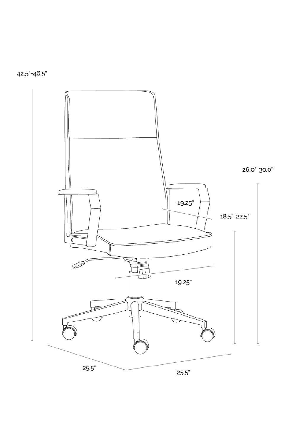 Gray High-Back Office Chair by Splendido Swanson, alternate view 9