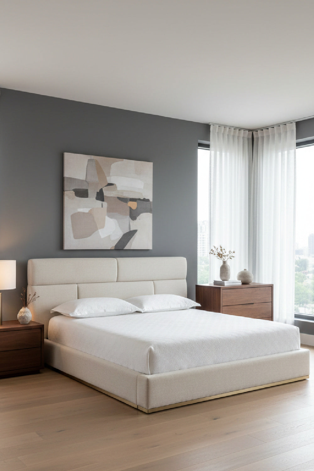 Tufted Cream King Bed by Splendido Beckham, alternate view 2