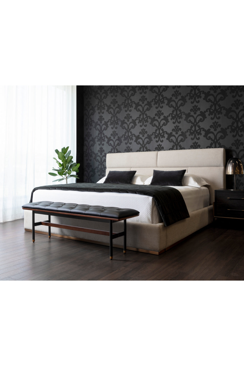 Tufted Cream King Bed by Splendido Beckham, alternate view 5