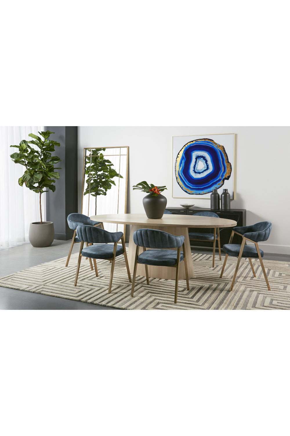Modern European furniture - Blue Channeled Back Dining Armchair - www.oroa.com | Oroa.com
