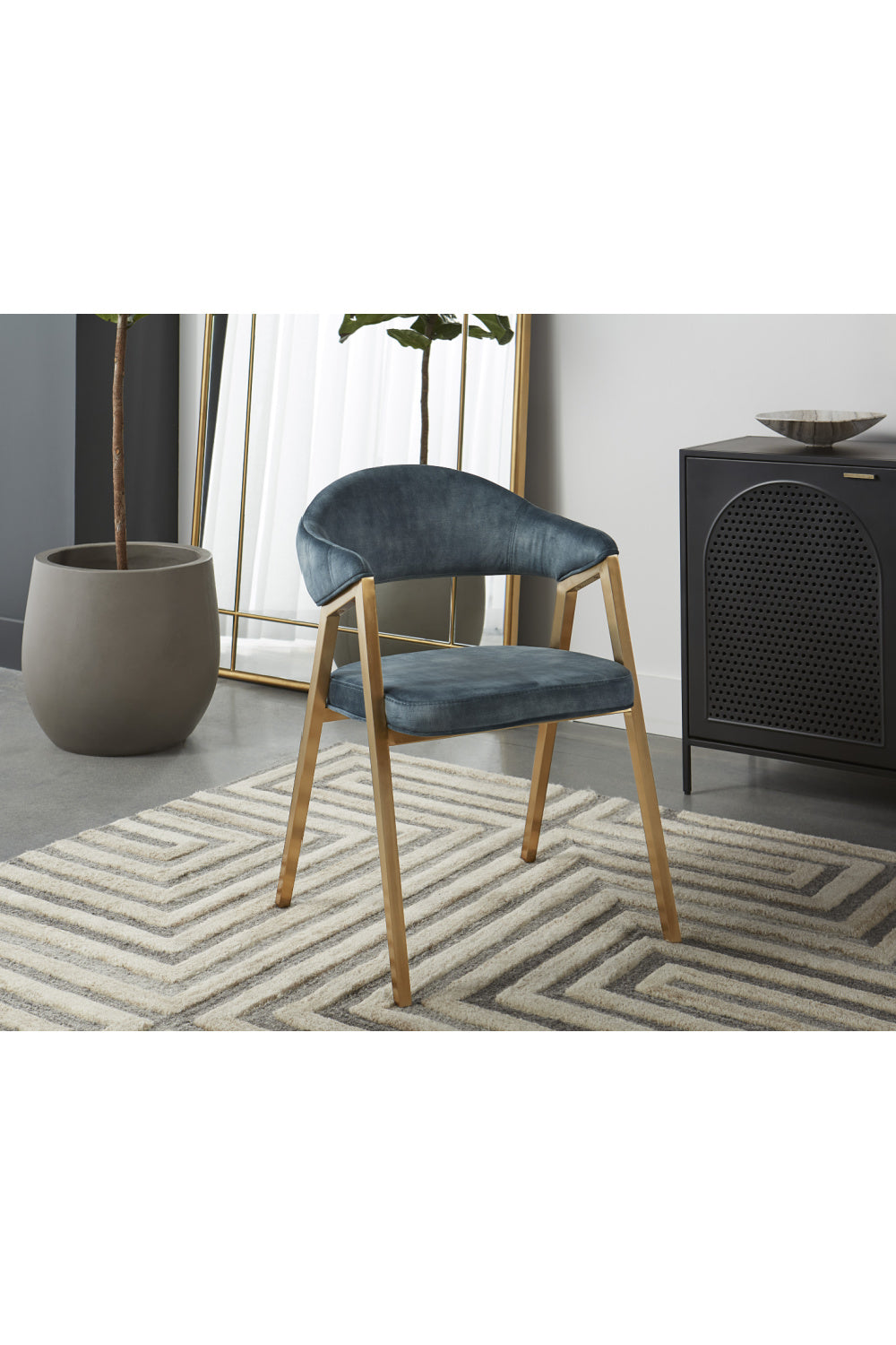 Modern European furniture - Blue Channeled Back Dining Armchair - www.oroa.com | Oroa.com