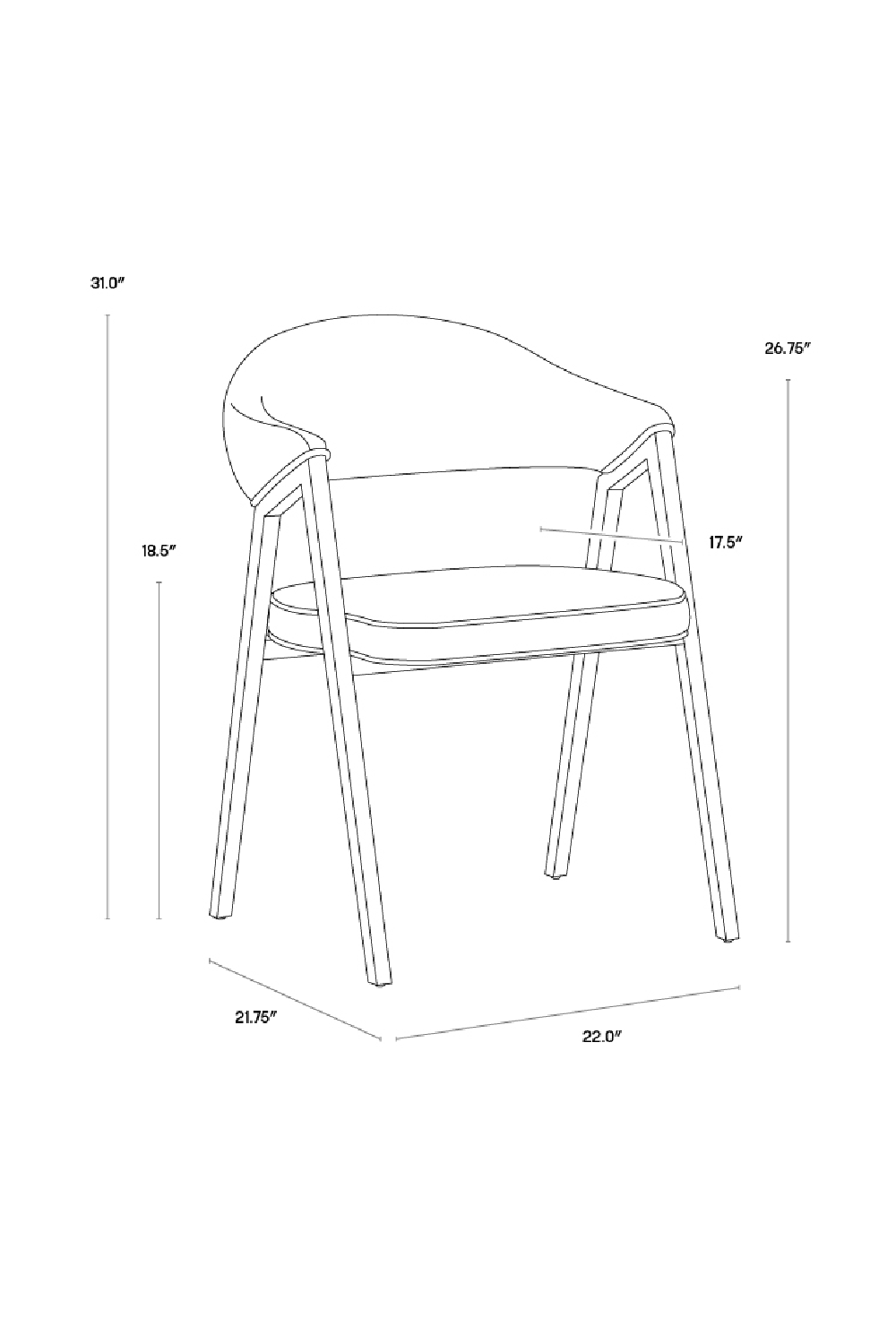 Blue Channeled Back Dining Armchair by Splendido Burgos Dining Chair, alternate view 8