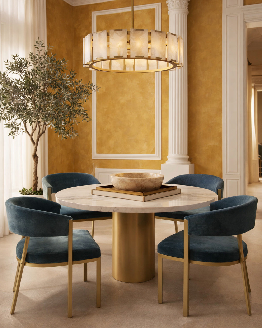 Modern European furniture - Blue Channeled Back Dining Armchair - www.oroa.com