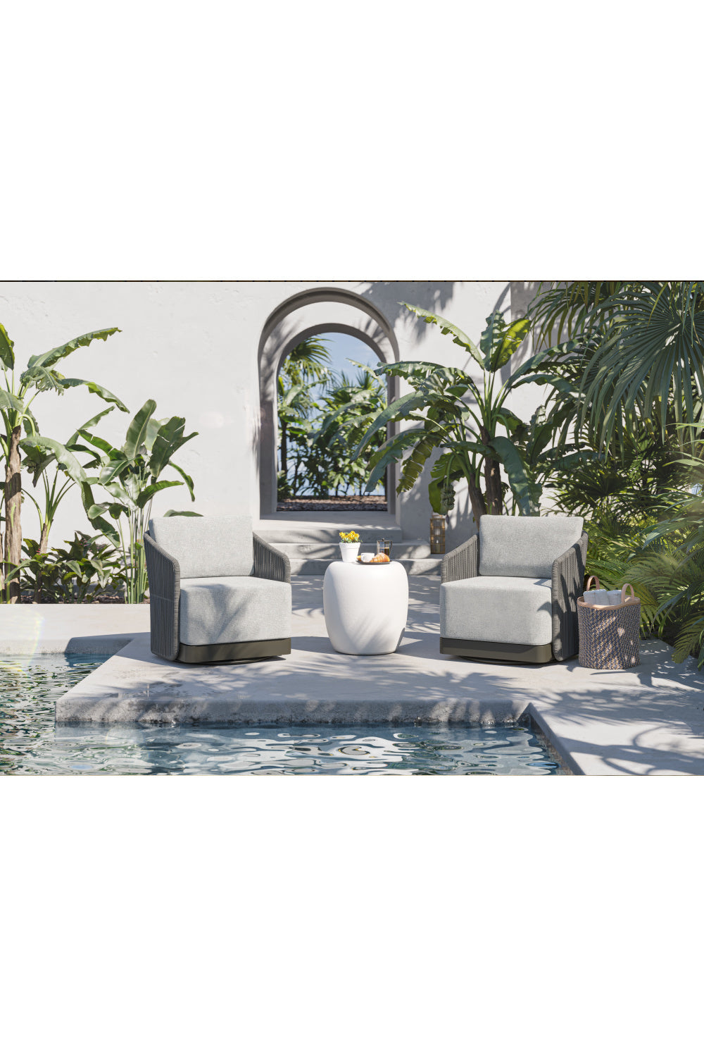 White Concrete Indoor/Outdoor End Table by Splendido Iolite Side Table, alternate view 5