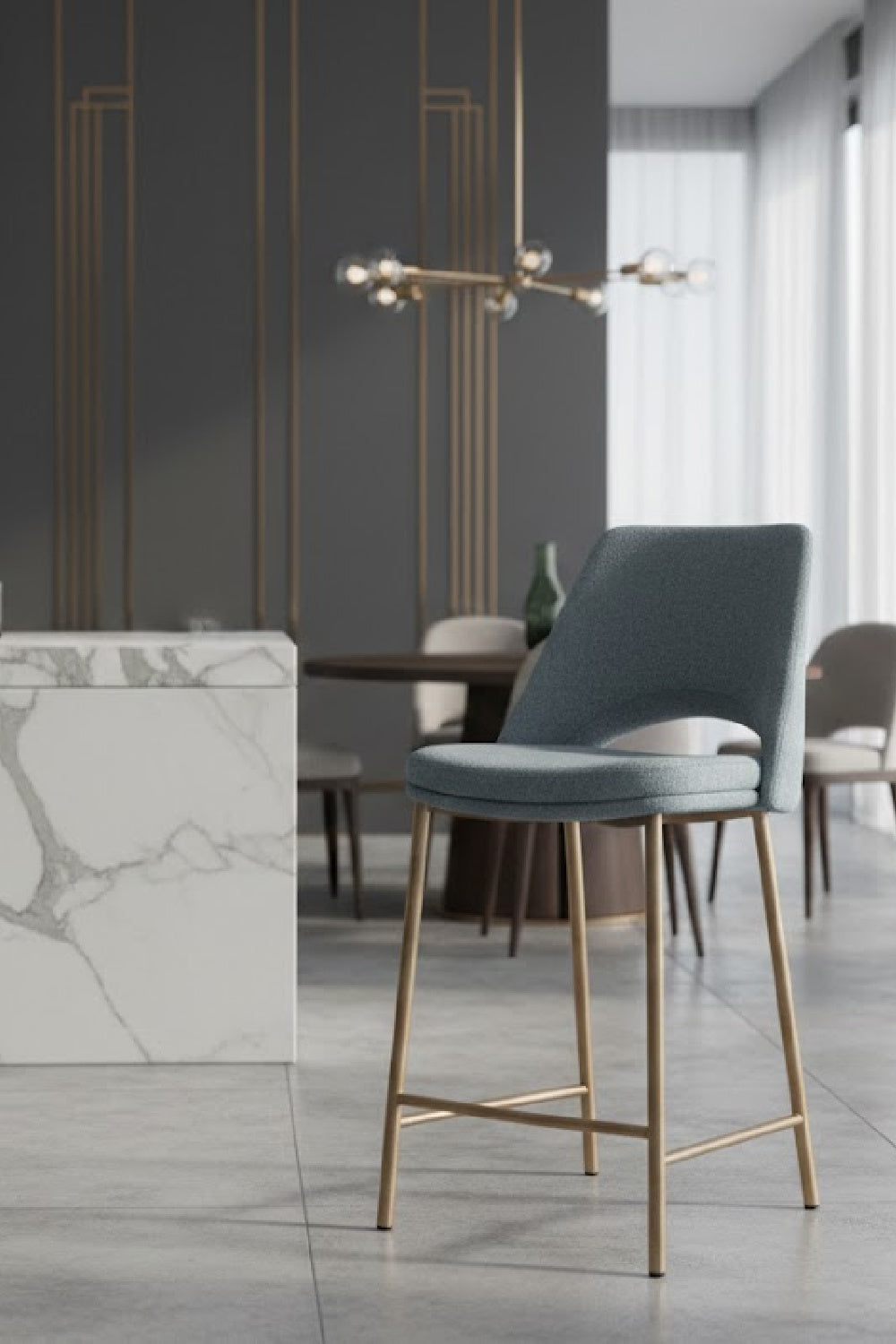 Blue Cutout-Back Counter Stool by Splendido Radella, alternate view 2
