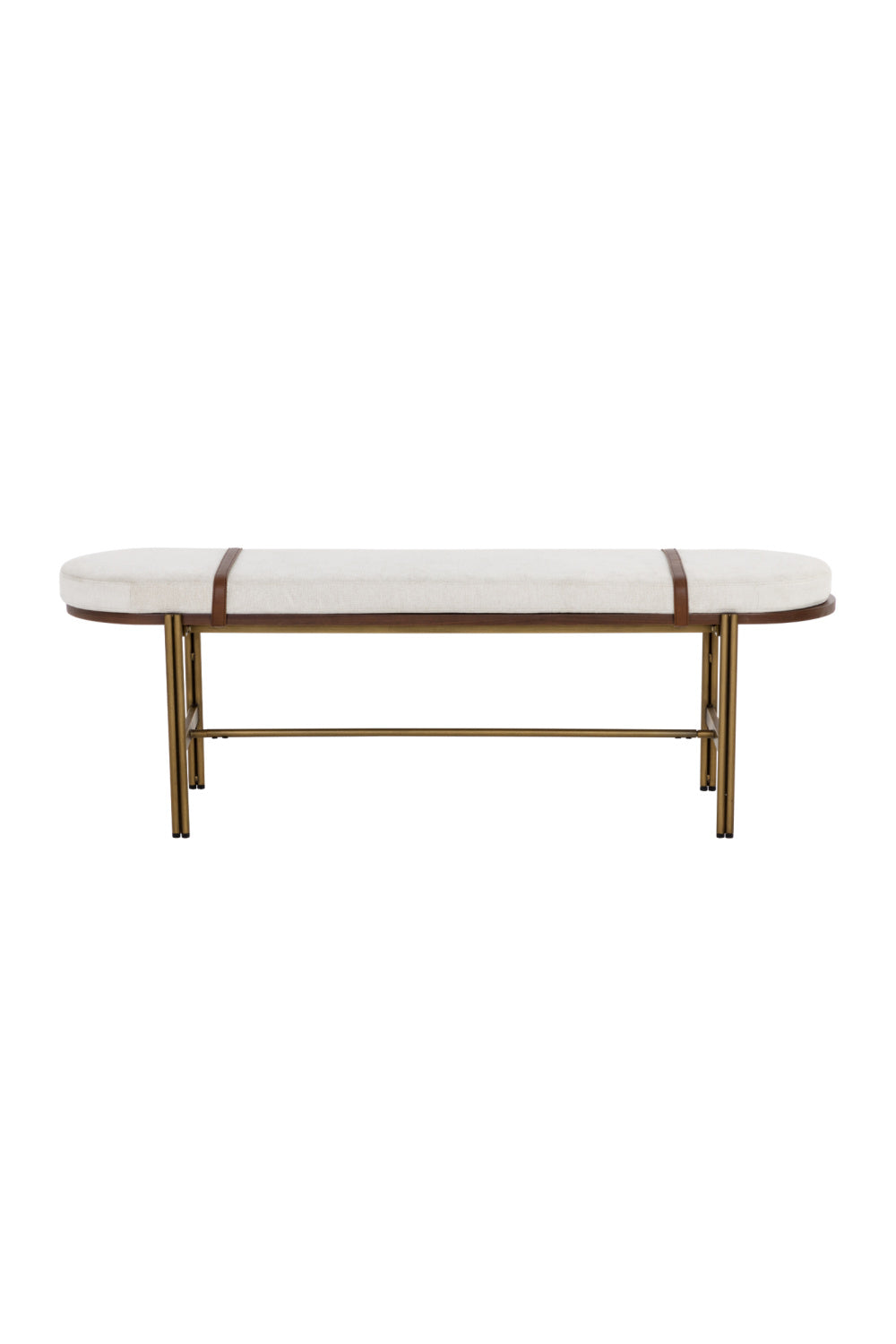 Oval White Fabric Bench by Splendido Elaine
