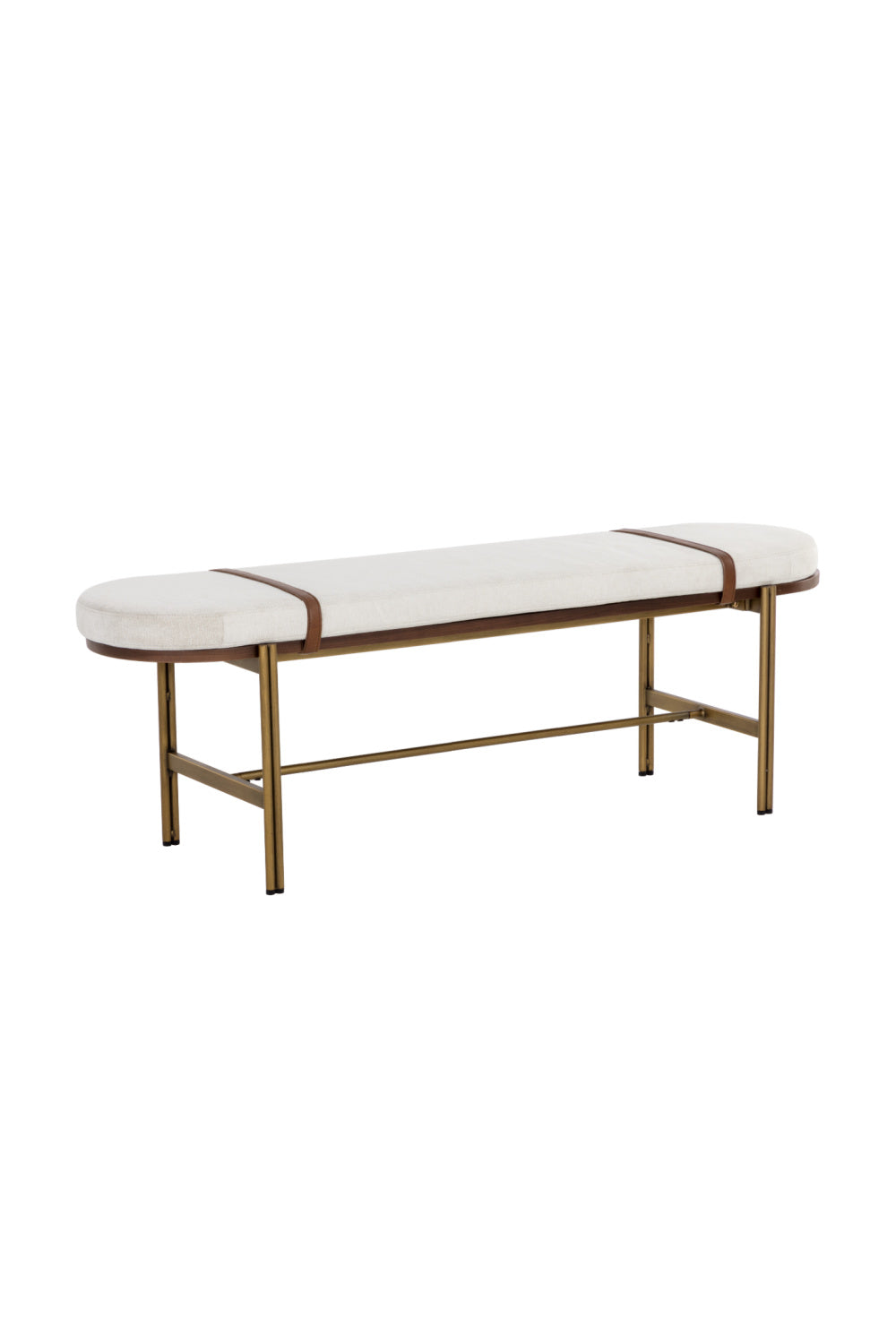 Oval White Fabric Bench by Splendido Elaine, alternate view 3