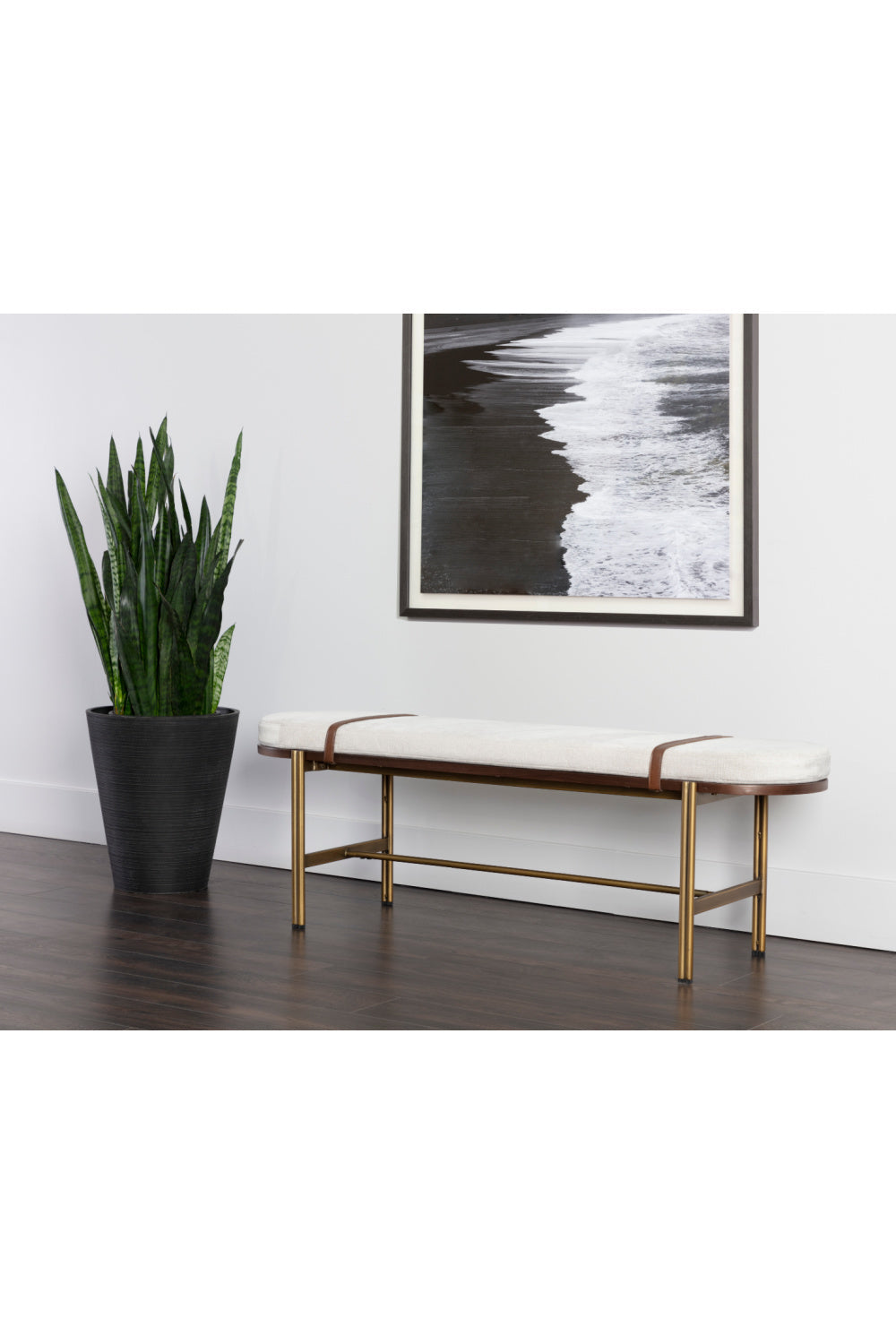 Oval White Fabric Bench by Splendido Elaine, alternate view 6