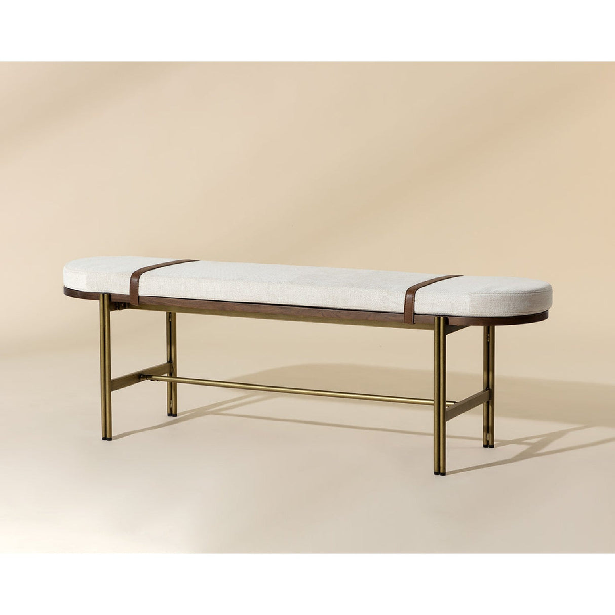 Oval White Fabric Bench by Splendido Elaine, alternate view 9