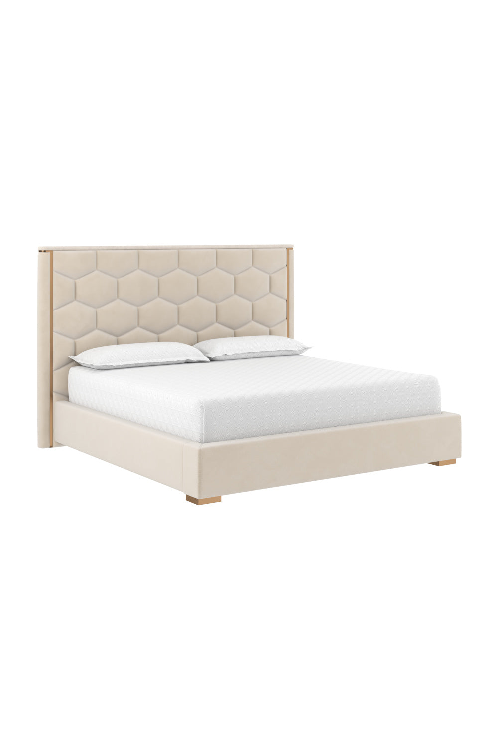 Taupe Hexagonal-Tufted King Bed by Splendido Alisha