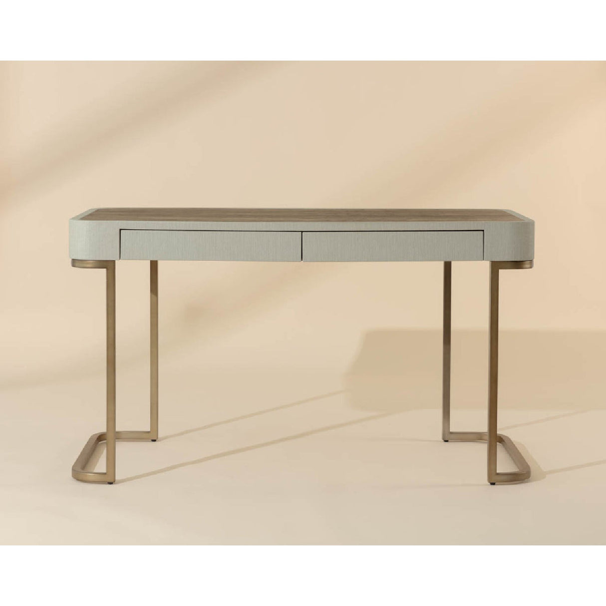 Cream Leather Look 2-Drawer Desk by Splendido Jamille, alternate view 9