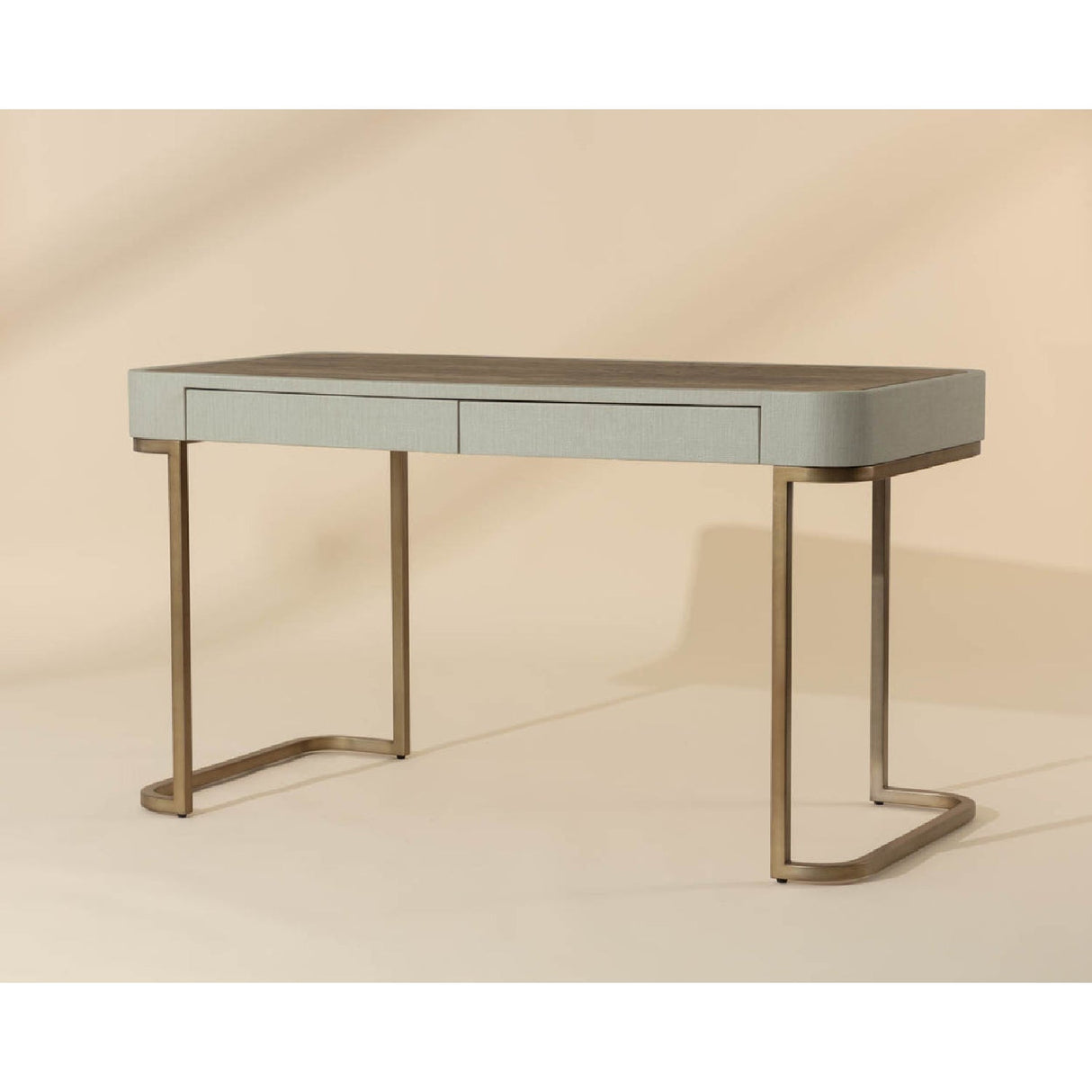 Cream Leather Look 2-Drawer Desk by Splendido Jamille, alternate view 10