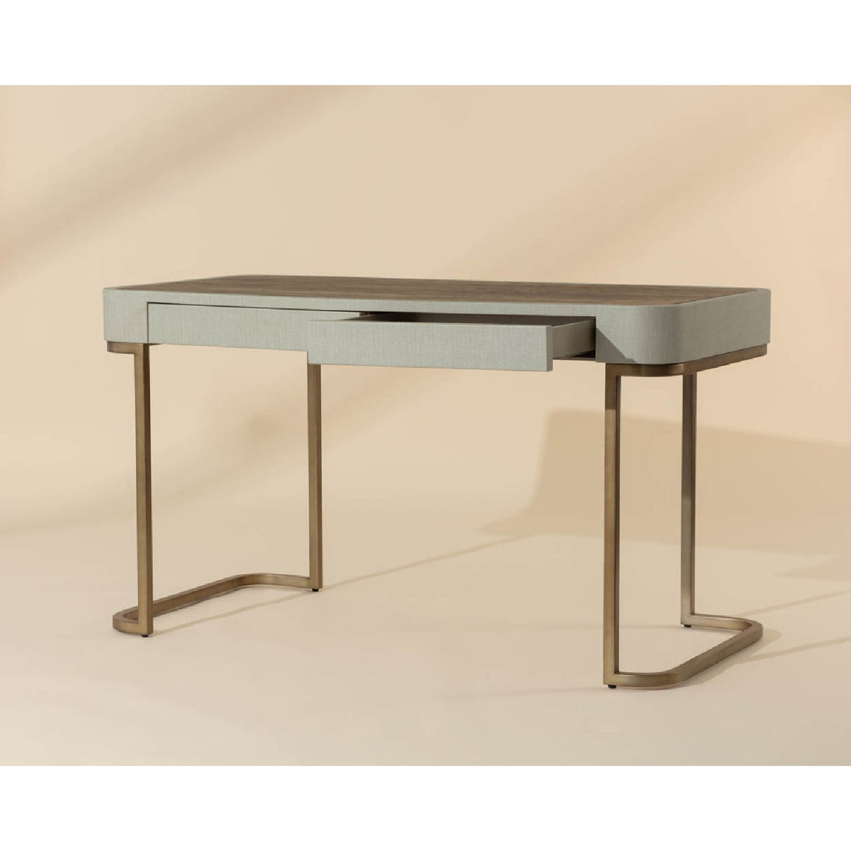 Cream Leather Look 2-Drawer Desk by Splendido Jamille, alternate view 11