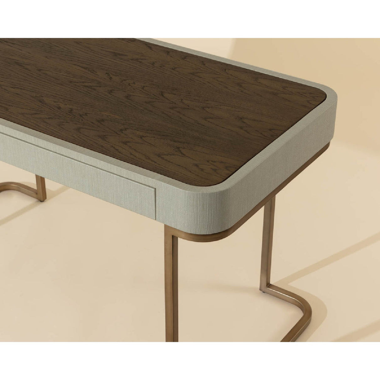 Cream Leather Look 2-Drawer Desk by Splendido Jamille, alternate view 12