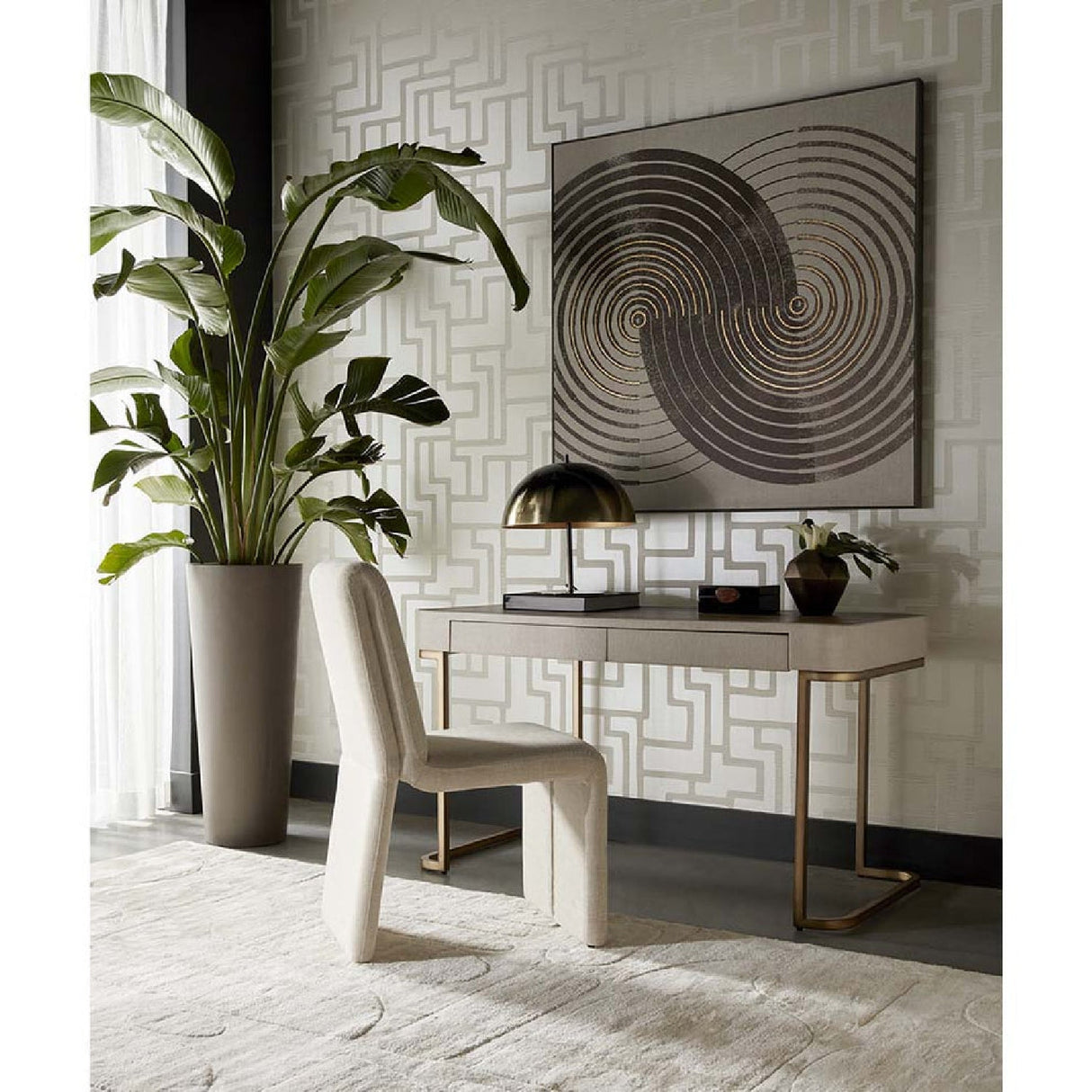 Cream Leather Look 2-Drawer Desk by Splendido Jamille, alternate view 13