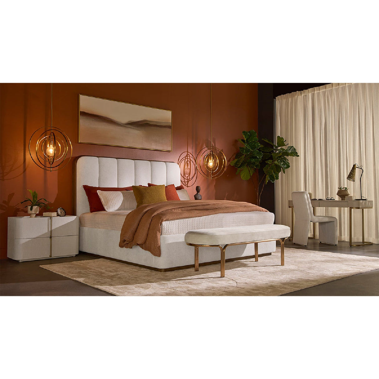 Modern European furniture - Cream Leather Look 2-Drawer Desk - www.oroa.com