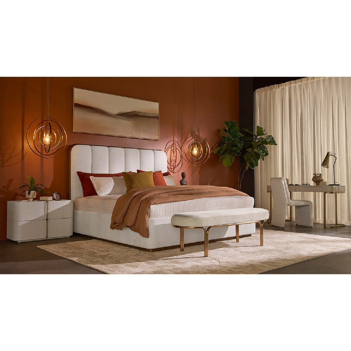 Cream Leather Look 2-Drawer Desk by Splendido Jamille, alternate view 14