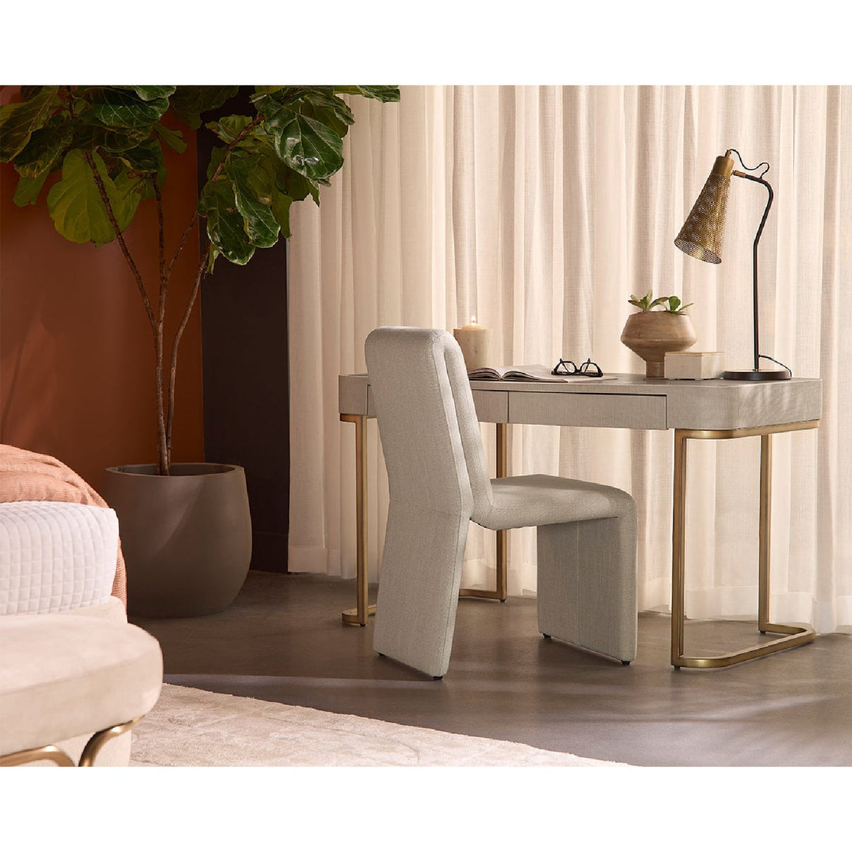 Cream Leather Look 2-Drawer Desk by Splendido Jamille, alternate view 15