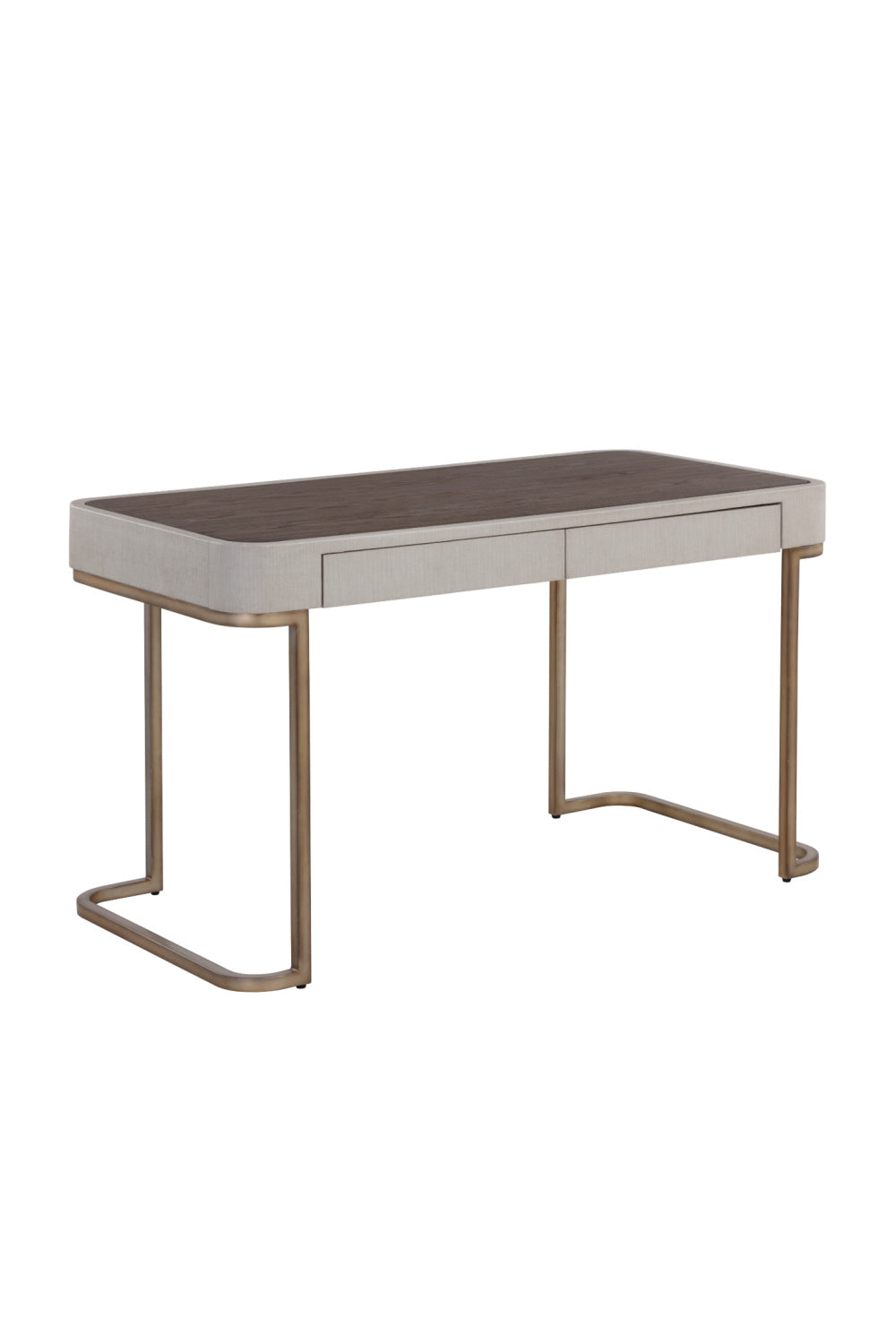 Cream Leather Look 2-Drawer Desk by Splendido Jamille, alternate view 3