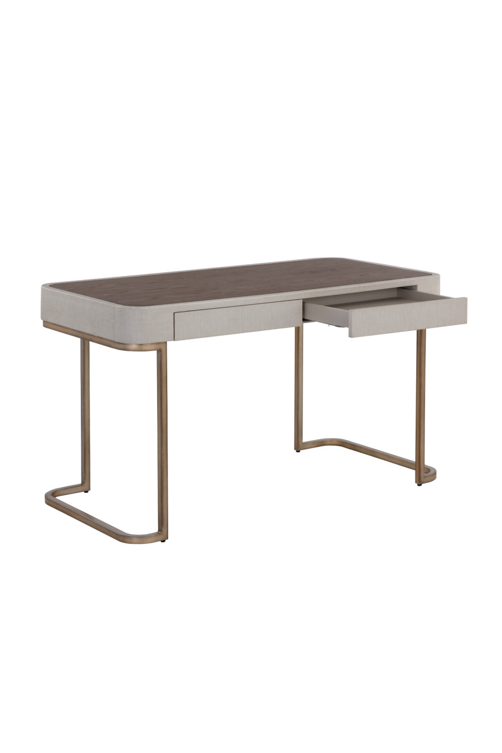 Cream Leather Look 2-Drawer Desk by Splendido Jamille, alternate view 5