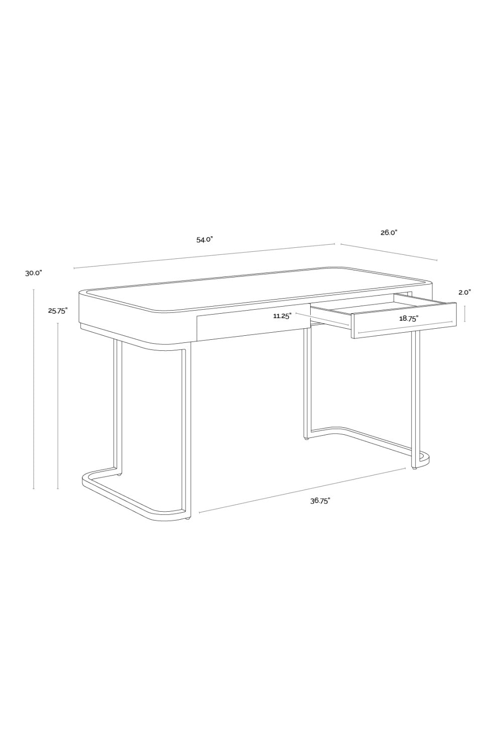 Cream Leather Look 2-Drawer Desk by Splendido Jamille, alternate view 16