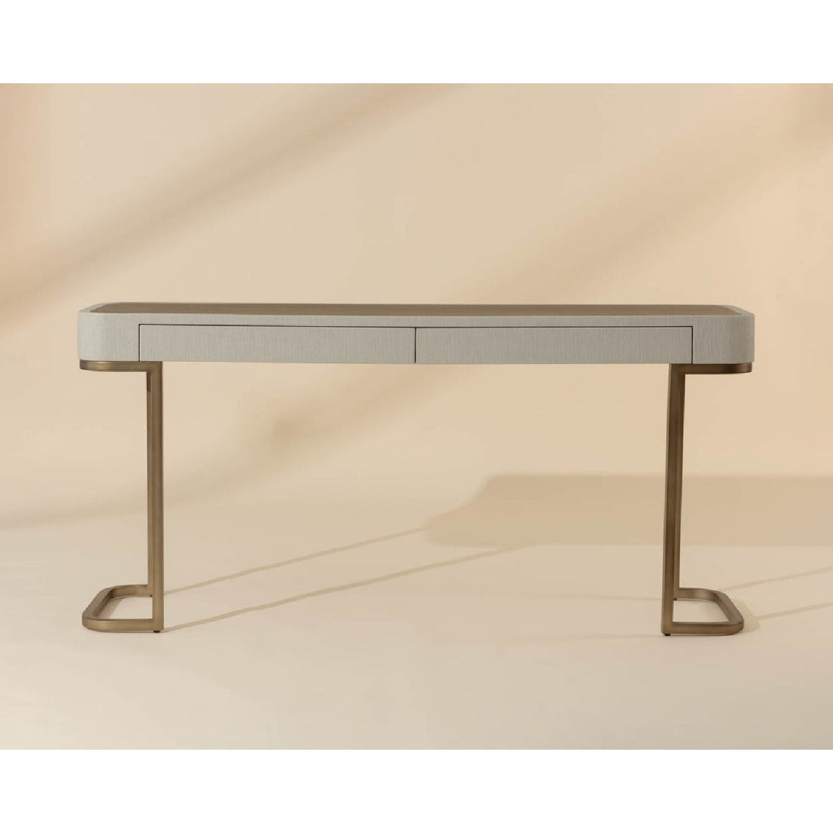 Cream Leather 2-Drawer Console Table by Splendido Jamille, alternate view 8