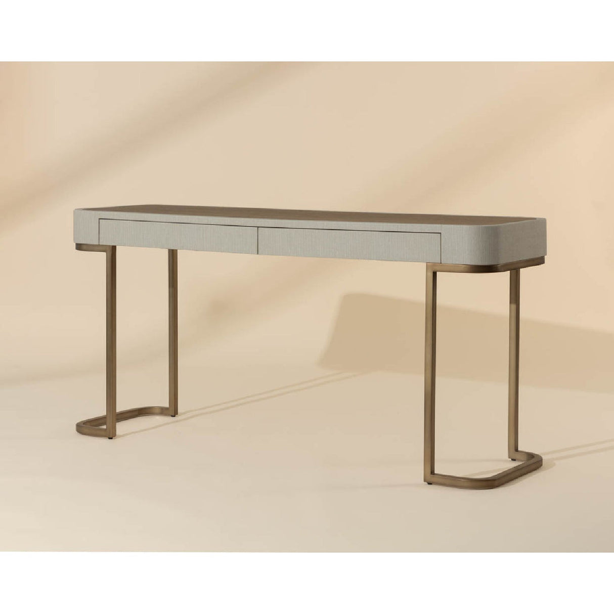 Cream Leather 2-Drawer Console Table by Splendido Jamille, alternate view 9