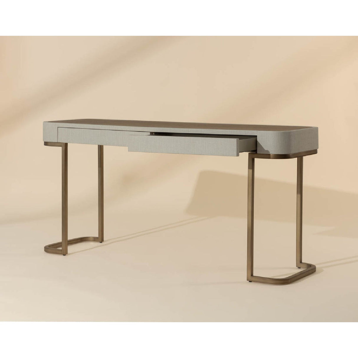 Cream Leather 2-Drawer Console Table by Splendido Jamille, alternate view 10