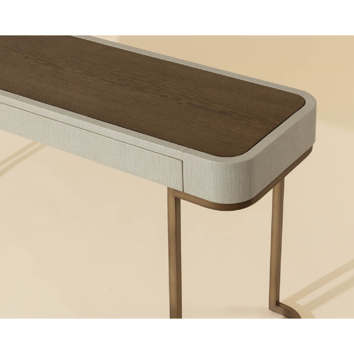 Modern European furniture - Cream Leather 2-Drawer Console Table - www.oroa.com