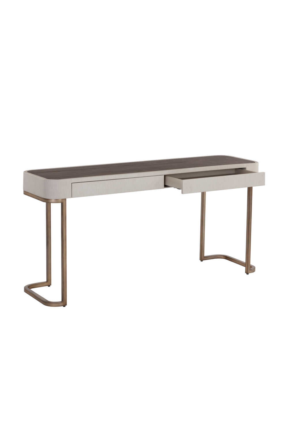 Cream Leather 2-Drawer Console Table by Splendido Jamille, alternate view 5