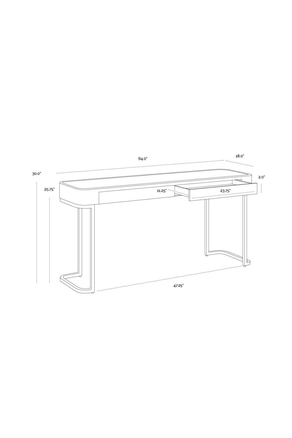 Cream Leather 2-Drawer Console Table by Splendido Jamille, alternate view 13
