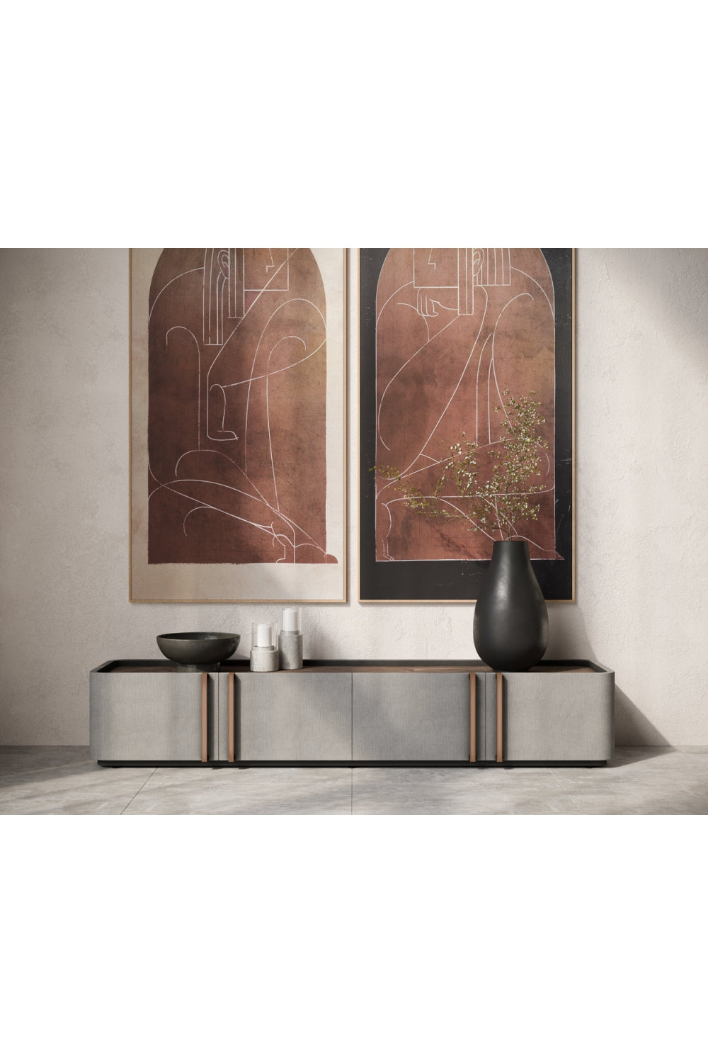 Cream Leather 4-Door Storage Cabinet by Splendido Jamille, alternate view 10