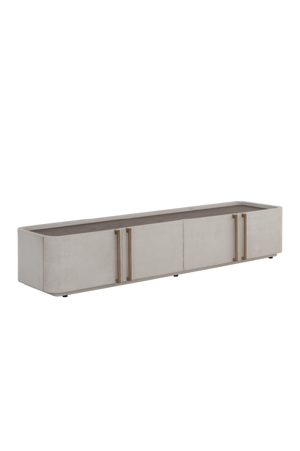 Cream Leather 4-Door Storage Cabinet by Splendido Jamille, alternate view 3