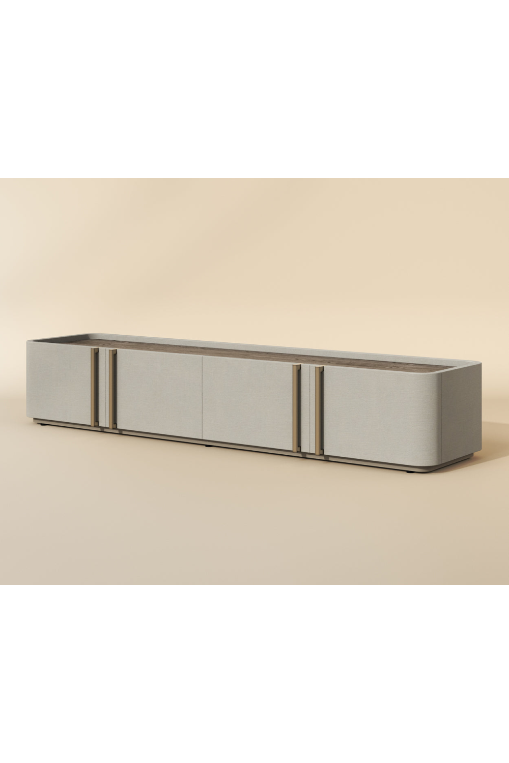 Cream Leather 4-Door Storage Cabinet by Splendido Jamille, alternate view 7
