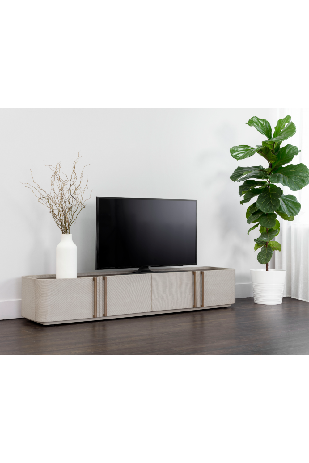 Cream Leather 4-Door Storage Cabinet by Splendido Jamille, alternate view 9