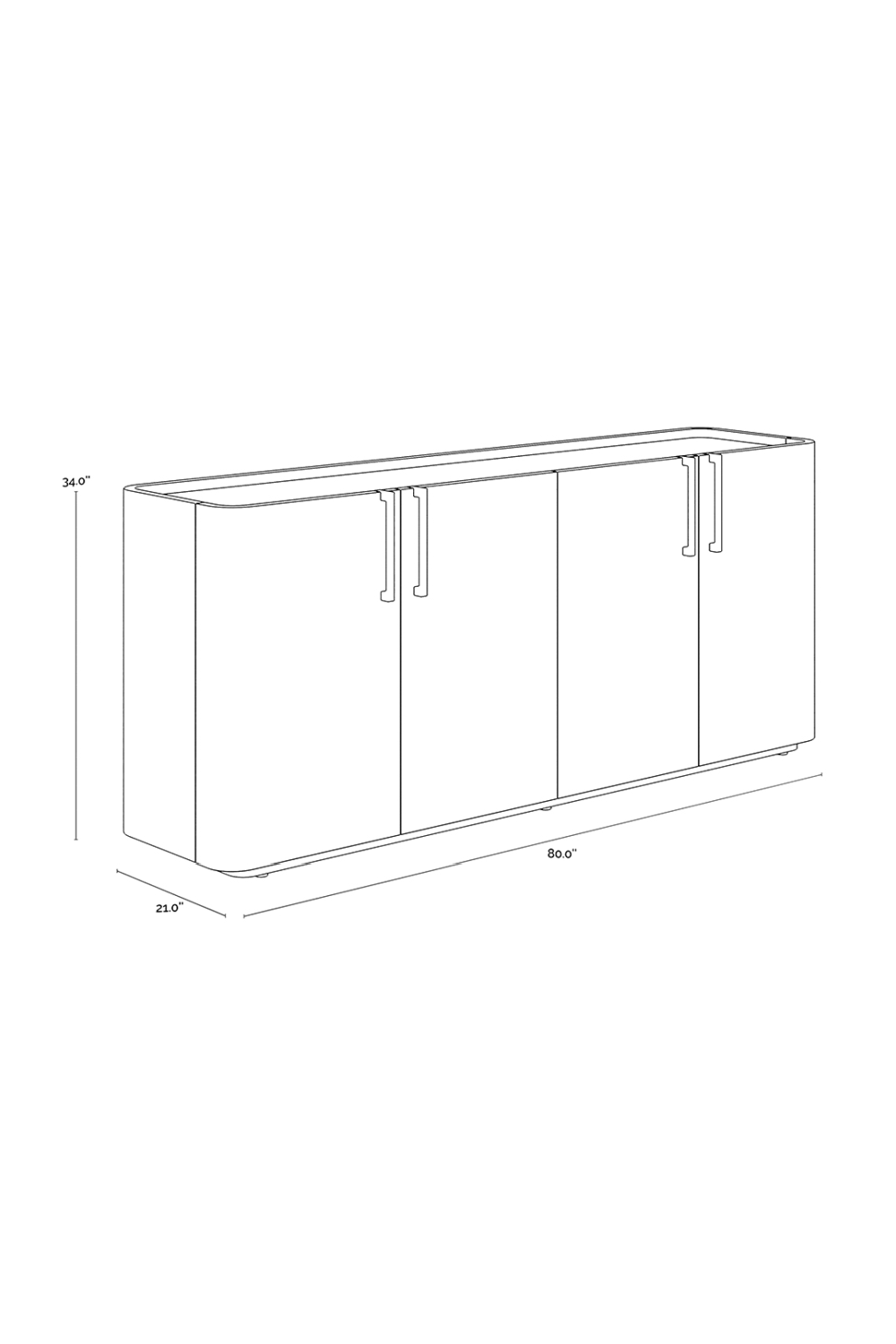 Modern European furniture - Cream Leather 4-Door Sideboard - www.oroa.com