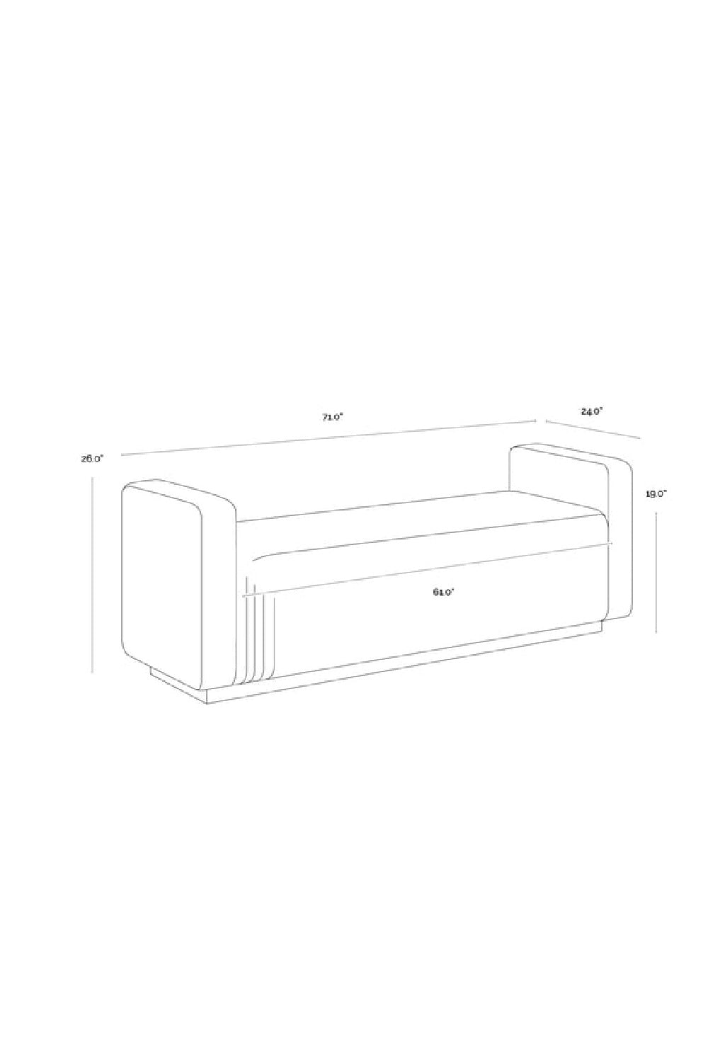 Channel-Tufted Fabric Bench by Splendido Odette, alternate view 8