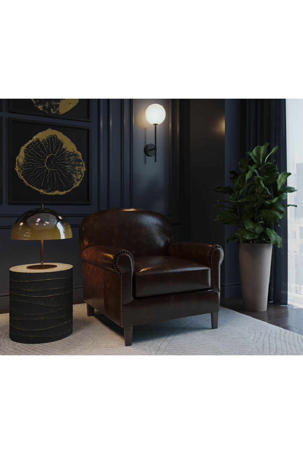Sculpted Leather Lounge Chair by Splendido Bastoni Accent Chair, alternate view 10